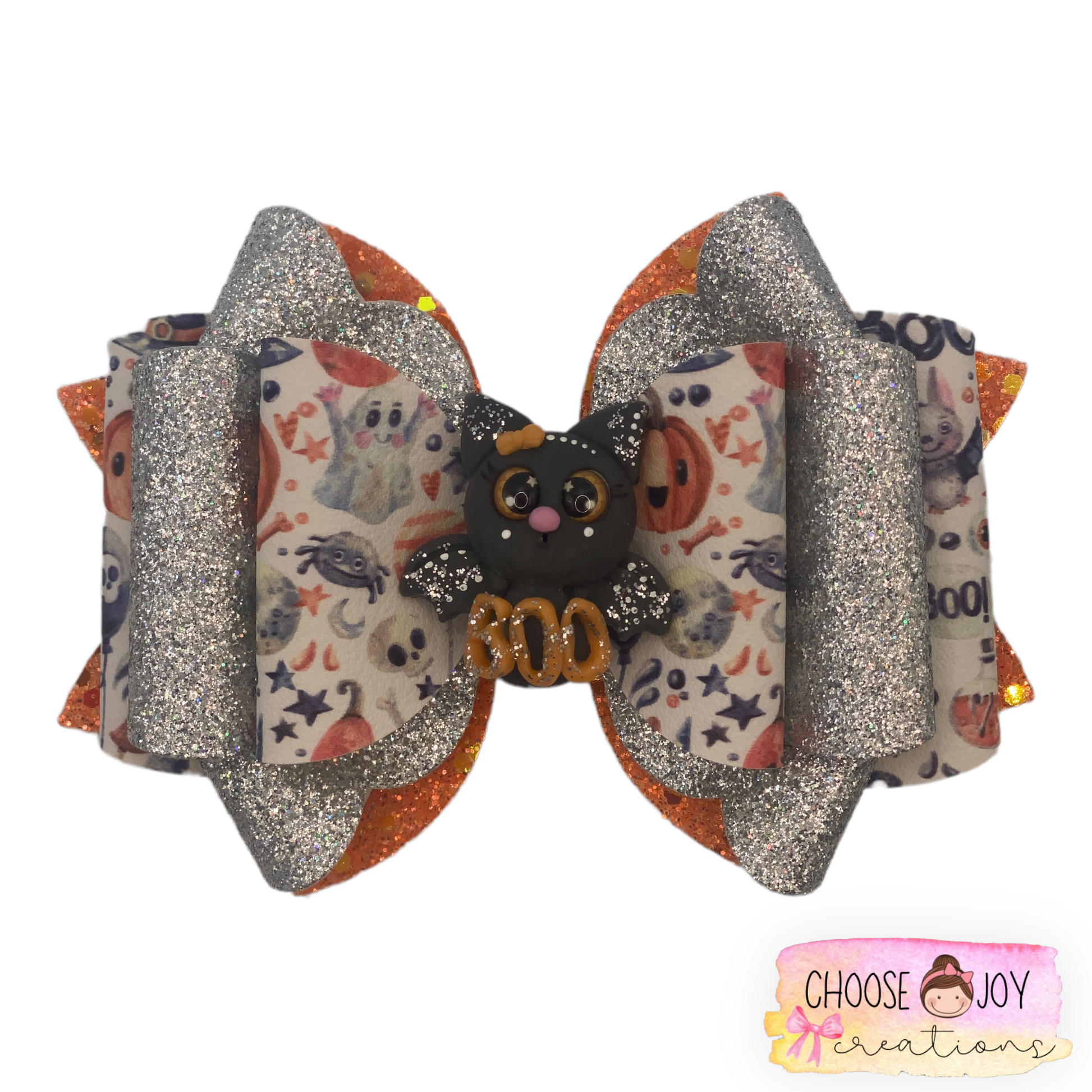 Halloween: Grey Halloween Franchi Bow 5.0" Choose Joy Creations