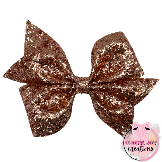 Glitter: Rose Gold Larkin Bow 3.5"-5" Choose Joy Creations