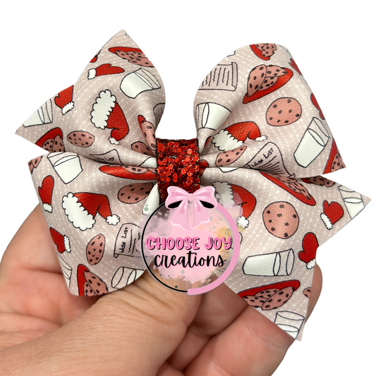 Christmas: Cookies & Wish List Larkin Pinch Bow 3.5"-5" Choose Joy Creations