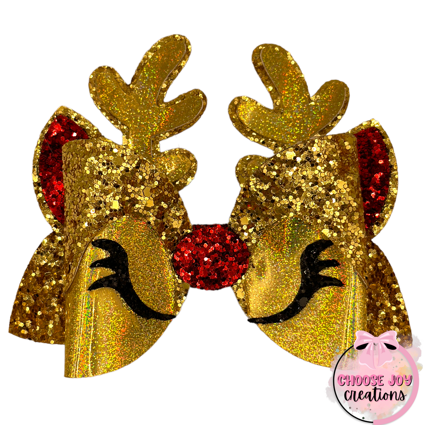 Christmas: Reindeer Face Bows 4.5” (+Options) Choose Joy Creations