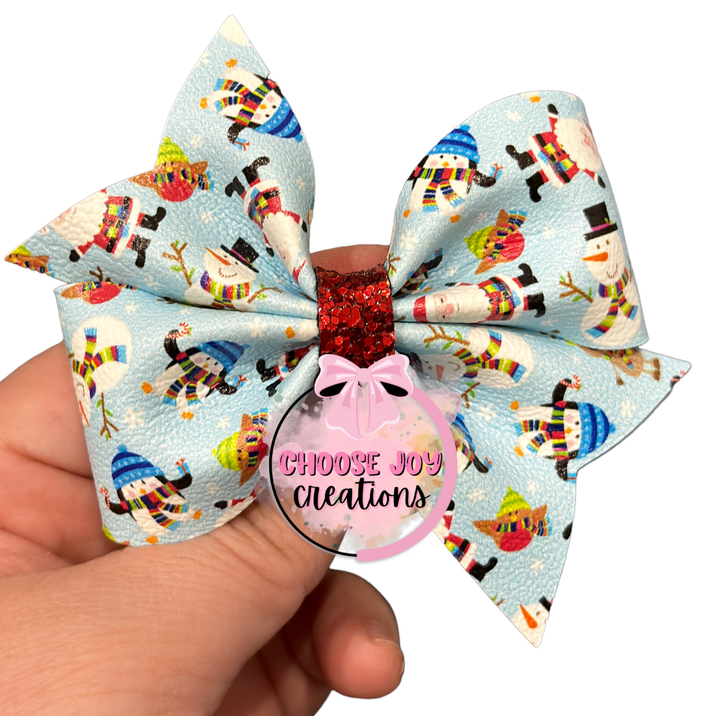 Christmas: Snow Friends Larkin Pinch Bow 3.5"-5" Choose Joy Creations