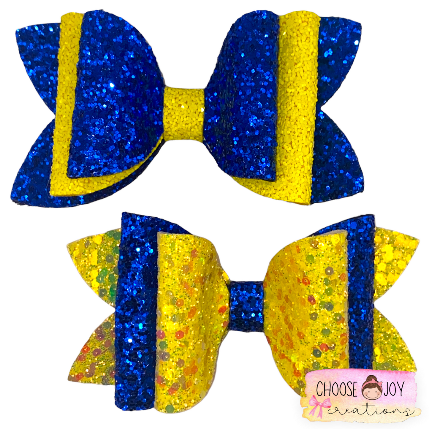 Glitter: School Spirit Classic Bows 3.5"-4.5" (+Options) Choose Joy Creations