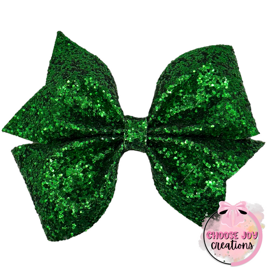 Glitter: Green Jalepeno Larkin Bow 3.5"-5" Choose Joy Creations